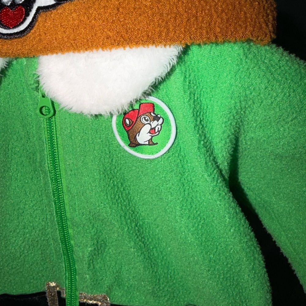 Buc-ee's Elf Green and White Fleece Onesie - Picture 3 of 8